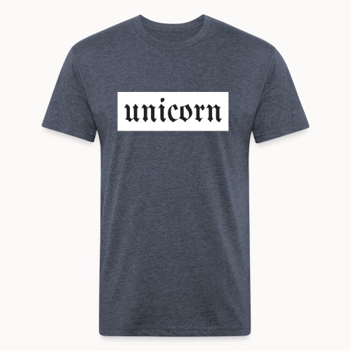 Gothic Unicorn Text White Background - Fitted Cotton/Poly T-Shirt by Next Level