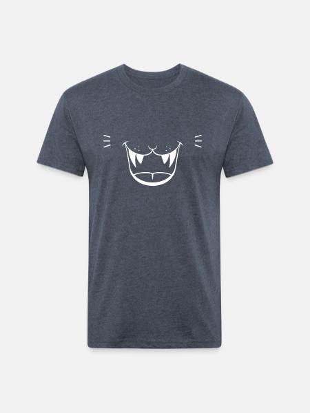 Angry Cat Face - Unisex Poly/Cotton T-Shirt - heather navy