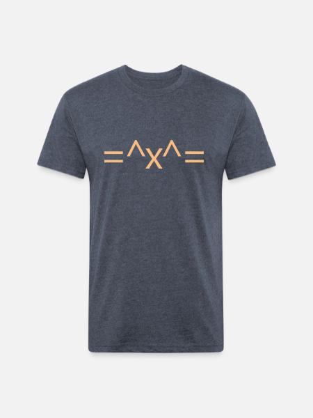 Cat Face Emoticon - Unisex Poly/Cotton T-Shirt - heather navy