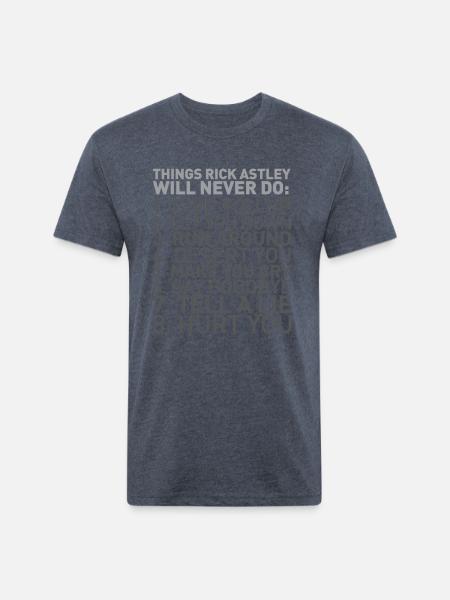 Things Rick Astley Will Never Do - Unisex Poly/Cotton T-Shirt - heather navy