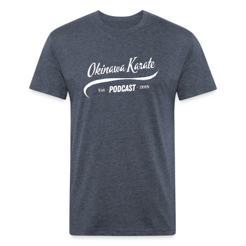 Okinawa Karate Podcast White Print - Men’s Fitted Poly/Cotton T-Shirt