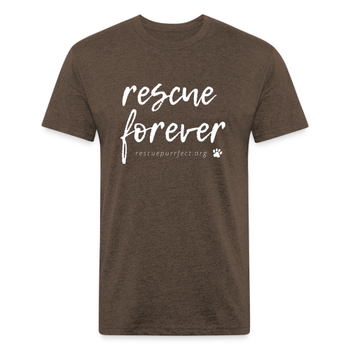 Rescue Forever Cursive Large White - Men’s Fitted Poly/Cotton T-Shirt