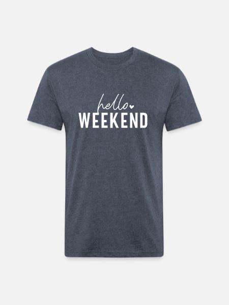 Hello Weekend - Unisex Poly/Cotton T-Shirt - heather navy