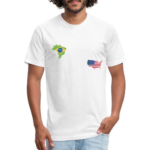 Brazuca and American - Men’s Fitted Poly/Cotton T-Shirt