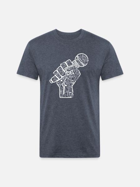 Hand With Microphone Electrics Illustration - Unisex Poly/Cotton T-Shirt - heather navy