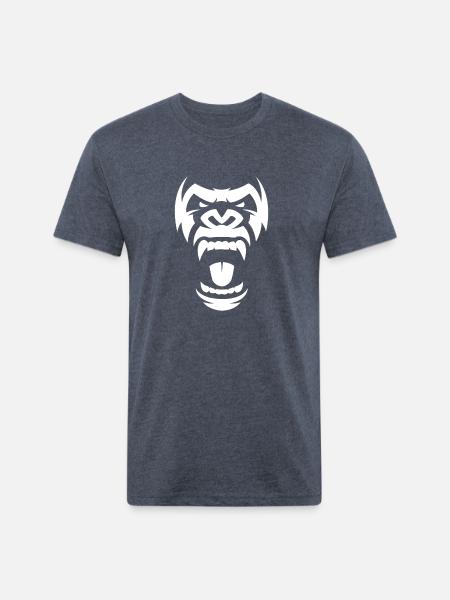 Angry Gorilla Furious Silverback - Unisex Poly/Cotton T-Shirt - heather navy