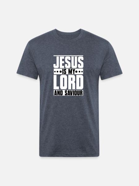 Jesus is my Lord and Saviour - Unisex Poly/Cotton T-Shirt - heather navy