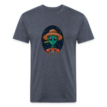 Alien Farmer UFO Funny Farming - Unisex Poly/Cotton T-Shirt - heather navy - Front - Jose (178cm)
