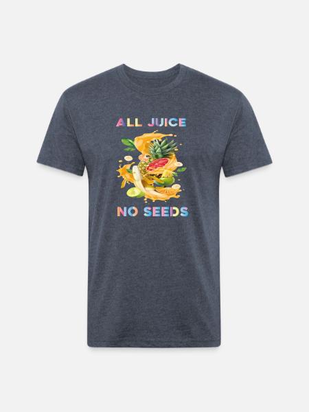 All Juice No Seeds - Unisex Poly/Cotton T-Shirt - heather navy