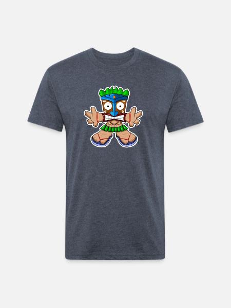 Tiki Surprise - Unisex Poly/Cotton T-Shirt - heather navy