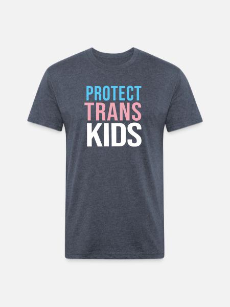 protect trans youth - Unisex Poly/Cotton T-Shirt - heather navy