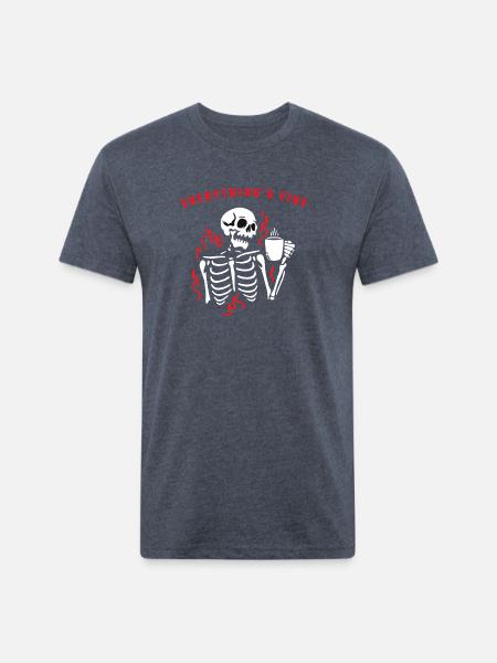 everything is fine - Unisex Poly/Cotton T-Shirt - heather navy