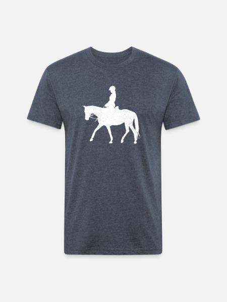 Equestrian White - Unisex Poly/Cotton T-Shirt - heather navy