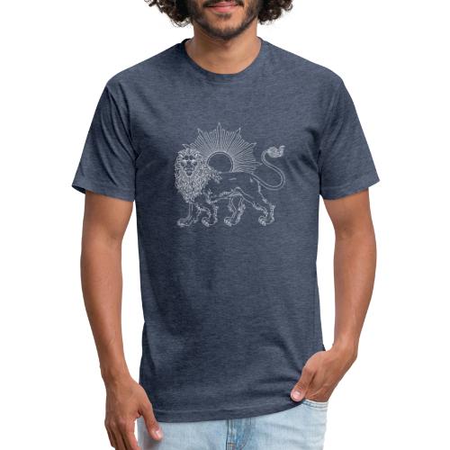Lion and Sun White - Men’s Fitted Poly/Cotton T-Shirt