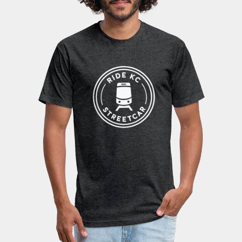 KC Streetcar Stamp White - Men’s Fitted Poly/Cotton T-Shirt