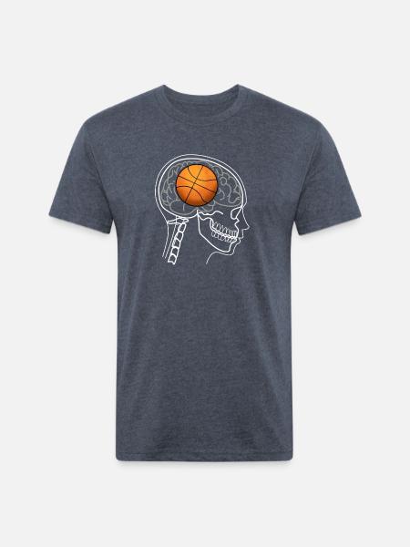BASKETBALL BRAIN ON X-RAY DESIGN - Unisex Poly/Cotton T-Shirt - heather navy