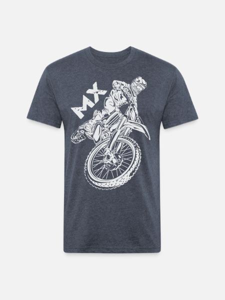 Motocross MX Rider - Unisex Poly/Cotton T-Shirt - heather navy