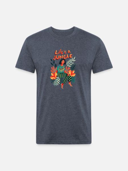 Life's a Jungle - Unisex Poly/Cotton T-Shirt - heather navy