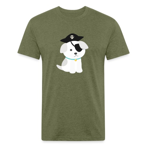 Dog with a pirate eye patch doing Vision Therapy! - Men’s Fitted Poly/Cotton T-Shirt