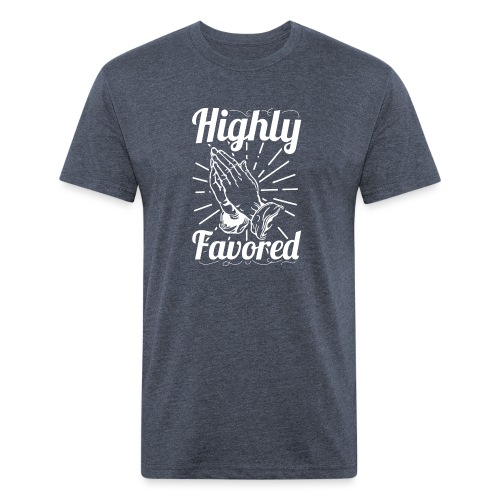 Highly Favored - Alt. Design (White Letters) - Men’s Fitted Poly/Cotton T-Shirt