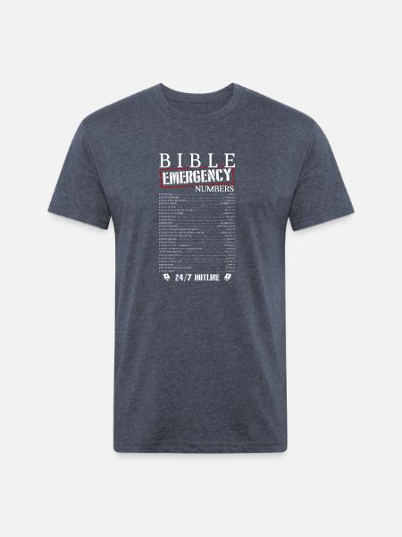 Bible Emergency Numbers - Unisex Poly/Cotton T-Shirt - heather navy