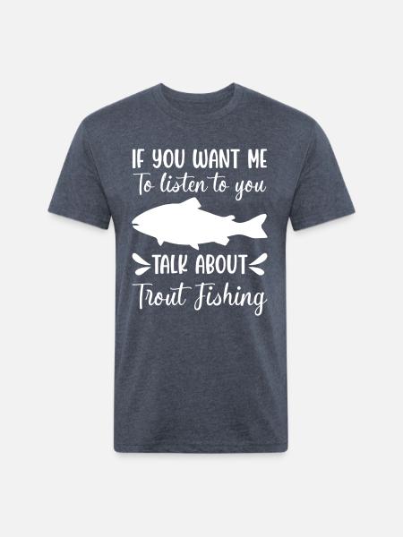 talk about Trout Fishing - Unisex Poly/Cotton T-Shirt - heather navy