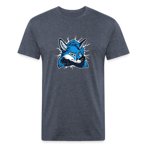 STUCK grumpy Fox Blue (double-sided) - Men’s Fitted Poly/Cotton T-Shirt