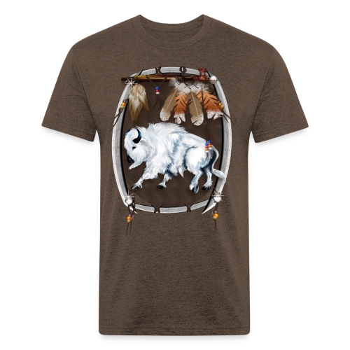 White Buffalo Shield - Men’s Fitted Poly/Cotton T-Shirt