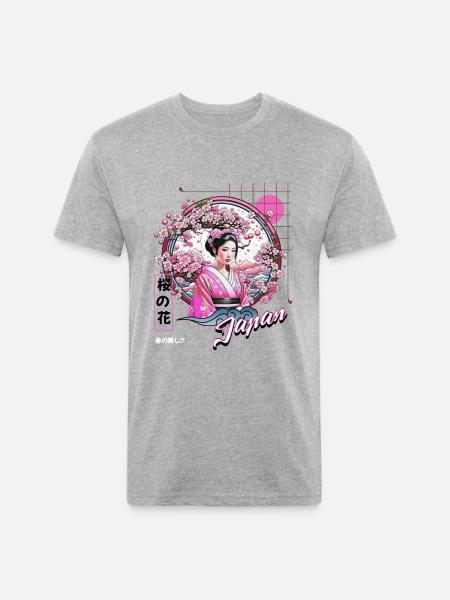 Sakura Serenity - Unisex Poly/Cotton T-Shirt - heather gray