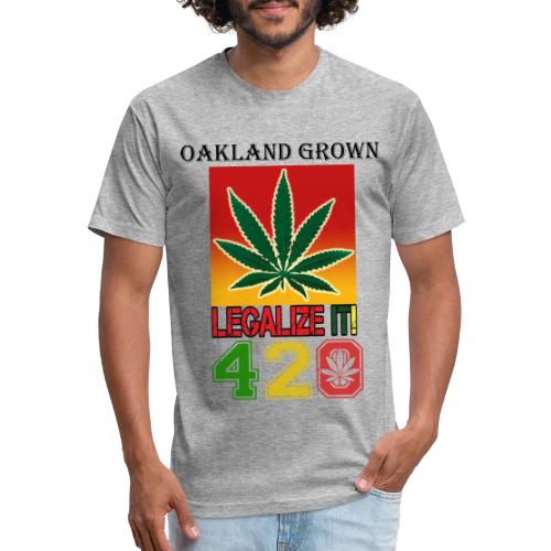 Screaming 420 Oakland Grown Weed Marijuana Design - Men’s Fitted Poly/Cotton T-Shirt