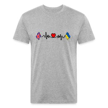 Cardio heart with flag England and flag Ukraine - Unisex Poly/Cotton T-Shirt - heather gray - Front - Jose (178cm)