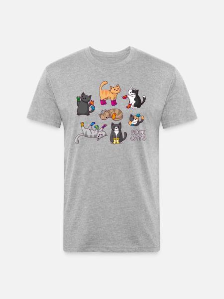 Sock Cats - Unisex Poly/Cotton T-Shirt - heather gray