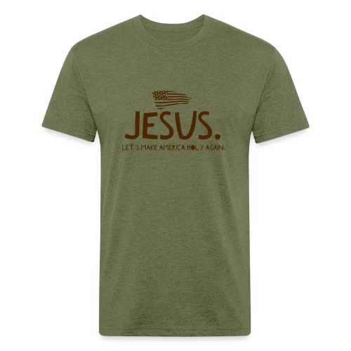 Jesus Let s Make America Holy Again V1 Brown text - Men’s Fitted Poly/Cotton T-Shirt