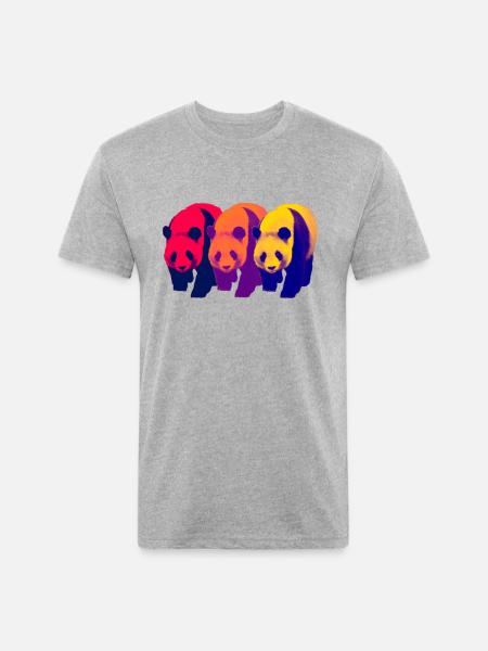 Panda trio 1 - Unisex Poly/Cotton T-Shirt - heather gray