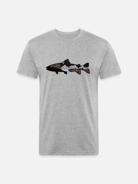 Mountain Trout - Unisex Poly/Cotton T-Shirt - heather gray