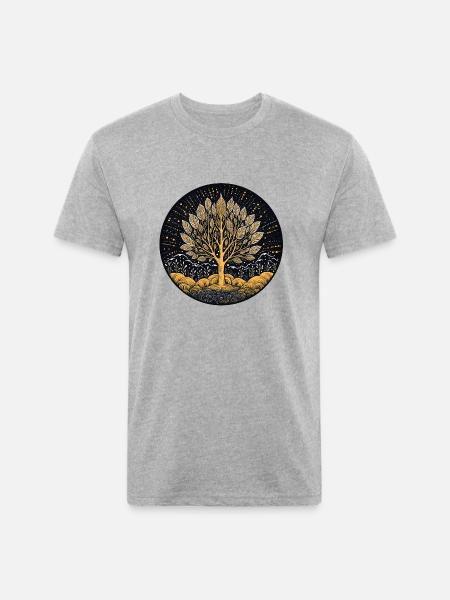 Silver Leaf Tree - Unisex Poly/Cotton T-Shirt - heather gray