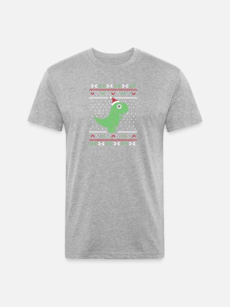 Prehistoric Holiday Roar - Unisex Poly/Cotton T-Shirt - heather gray