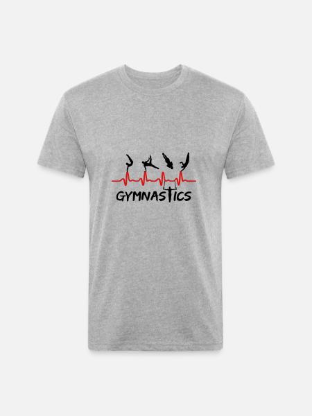 Men's Gymnastics Heartbeat, Gymnast ECG - Unisex Poly/Cotton T-Shirt - heather gray
