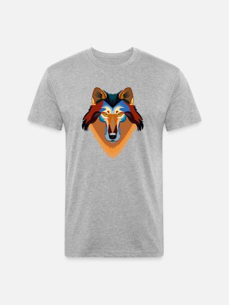 Orange wolf - Unisex Poly/Cotton T-Shirt - heather gray