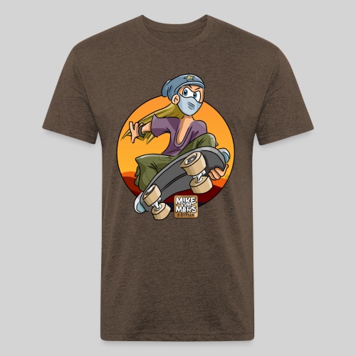 Cartoon Sunset Skater - Men’s Fitted Poly/Cotton T-Shirt