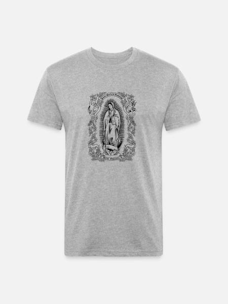 Notre-Dame de Guadalupe Vierge Marie Christian Gift - T-shirt unisexe en polycoton - gris chiné