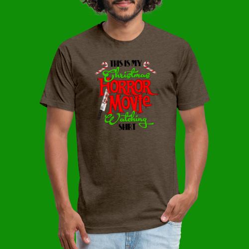 Christmas Horror Movie Watching Shirt - Men’s Fitted Poly/Cotton T-Shirt