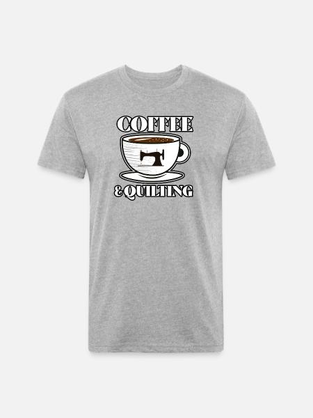 Coffee And Quilting - Unisex Poly/Cotton T-Shirt - heather gray