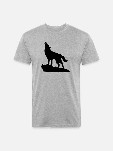 Wolf Howling - Unisex Poly/Cotton T-Shirt - heather gray