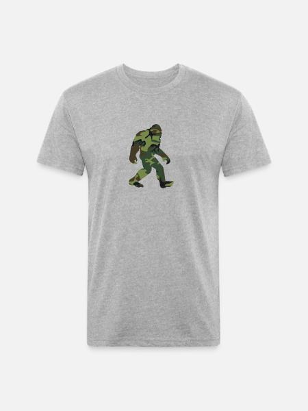 Camo Bigfoot - Unisex Poly/Cotton T-Shirt - heather gray