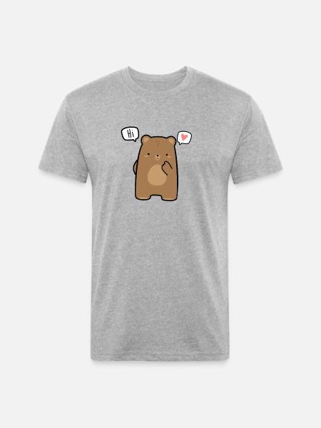 cute brown teddy bear - Unisex Poly/Cotton T-Shirt - heather gray