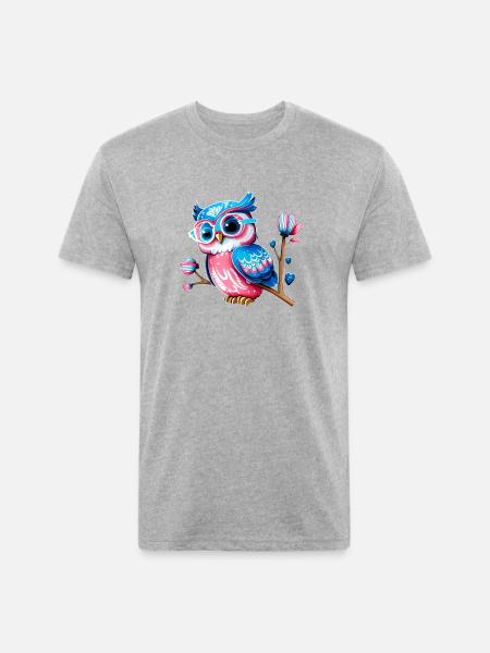 Red White and Blue Owl - Unisex Poly/Cotton T-Shirt - heather gray