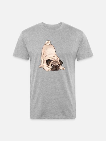 Dog with Face - Unisex Poly/Cotton T-Shirt - heather gray