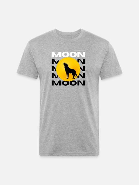 Howling Wolf Full Moon Graphic - Unisex Poly/Cotton T-Shirt - heather gray