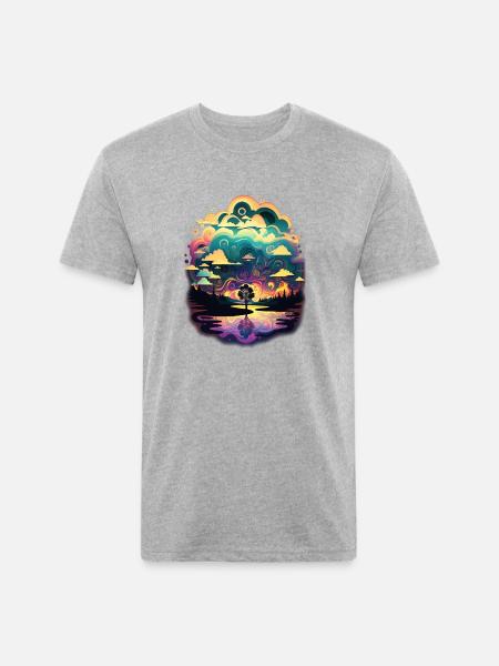 Psychadelic landscape - Unisex Poly/Cotton T-Shirt - heather gray